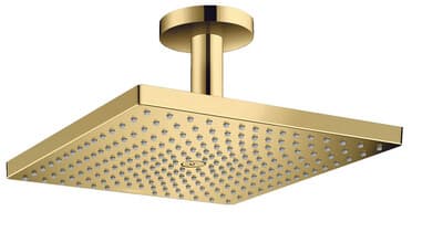 Douche de tête Hansgrohe Raindance E 300 air 1 jet avec raccordement plafond en doré poli