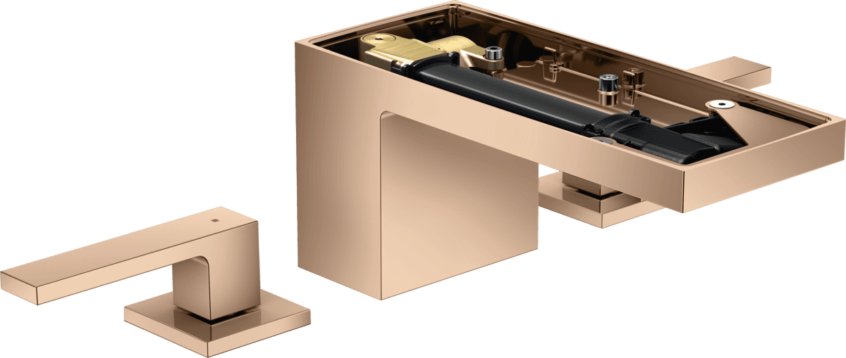 Mélangeur de lavabo 3 trous AXOR MyEdition 70 sans plaque, avec bonde push-open en or rouge poli