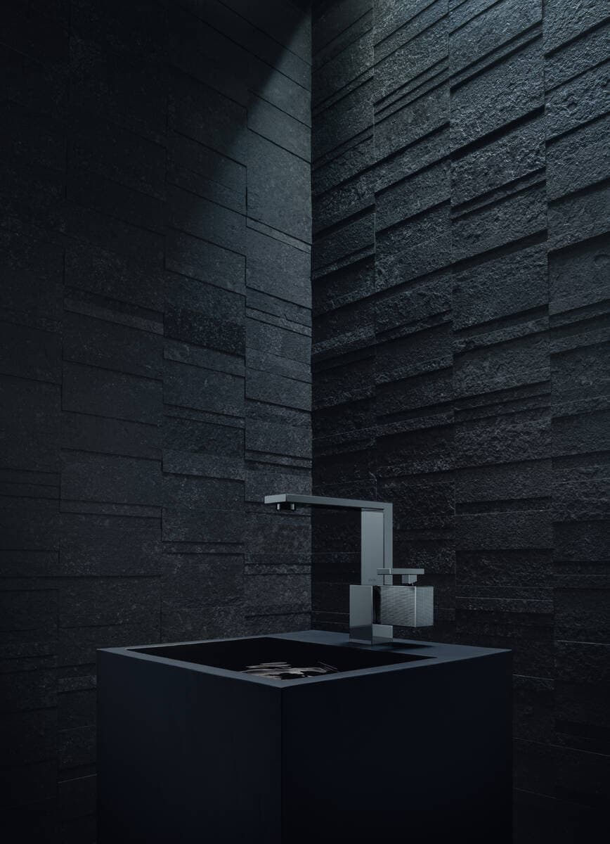 Mitigeur de lavabo Axor Edge 190 coupe diamant, avec bonde push-open en noir chromé poli - vue 4