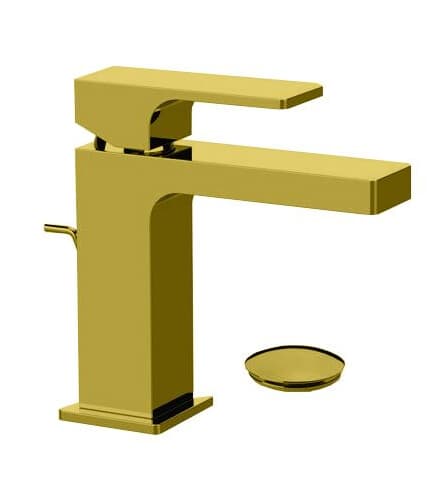 Mitigeur de lavabo Remer Absolute avec tirette et vidage en or brossé