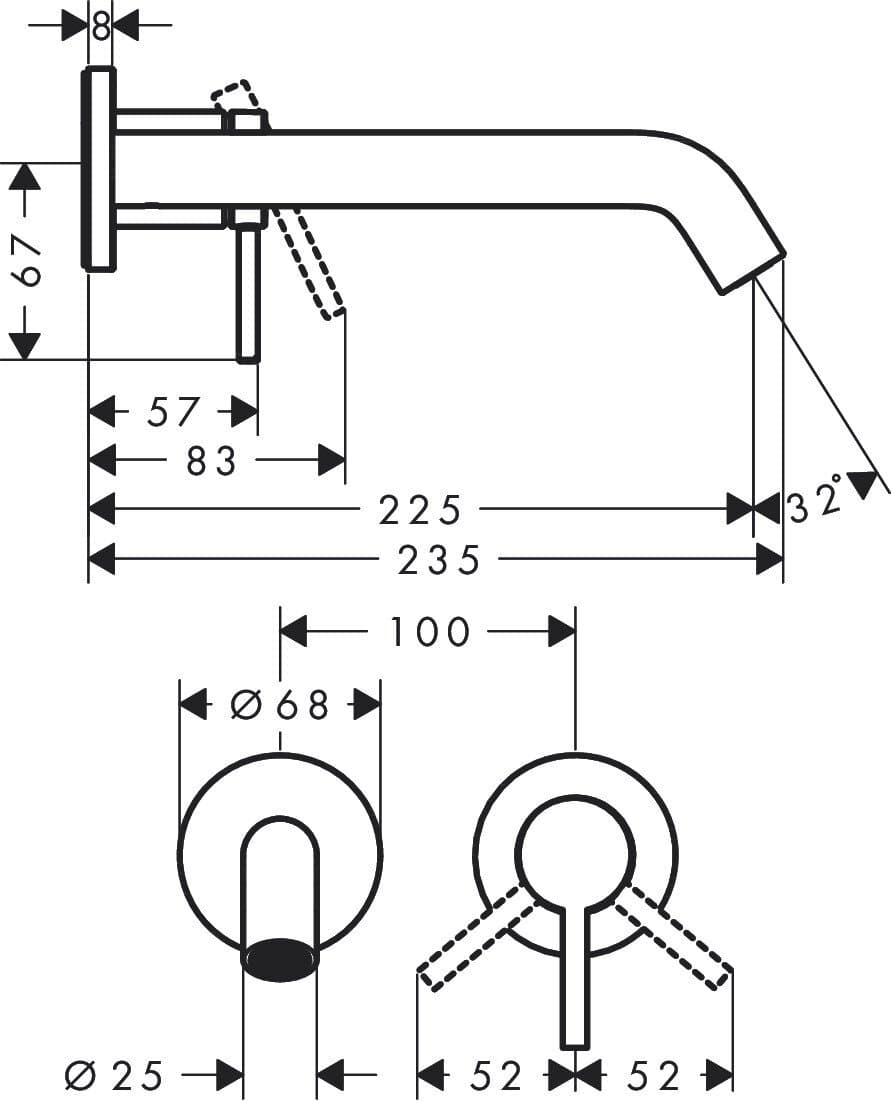 Mitigeur de lavabo encastré Hansgrohe Tecturis S 225 mm en bronze brossé - vue 4