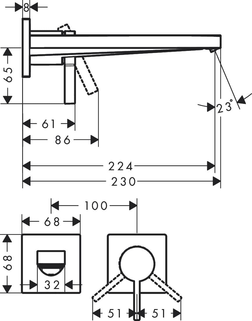 Mitigeur de lavabo encastré Hansgrohe Tecturis E 225 mm en bronze brossé - vue 4
