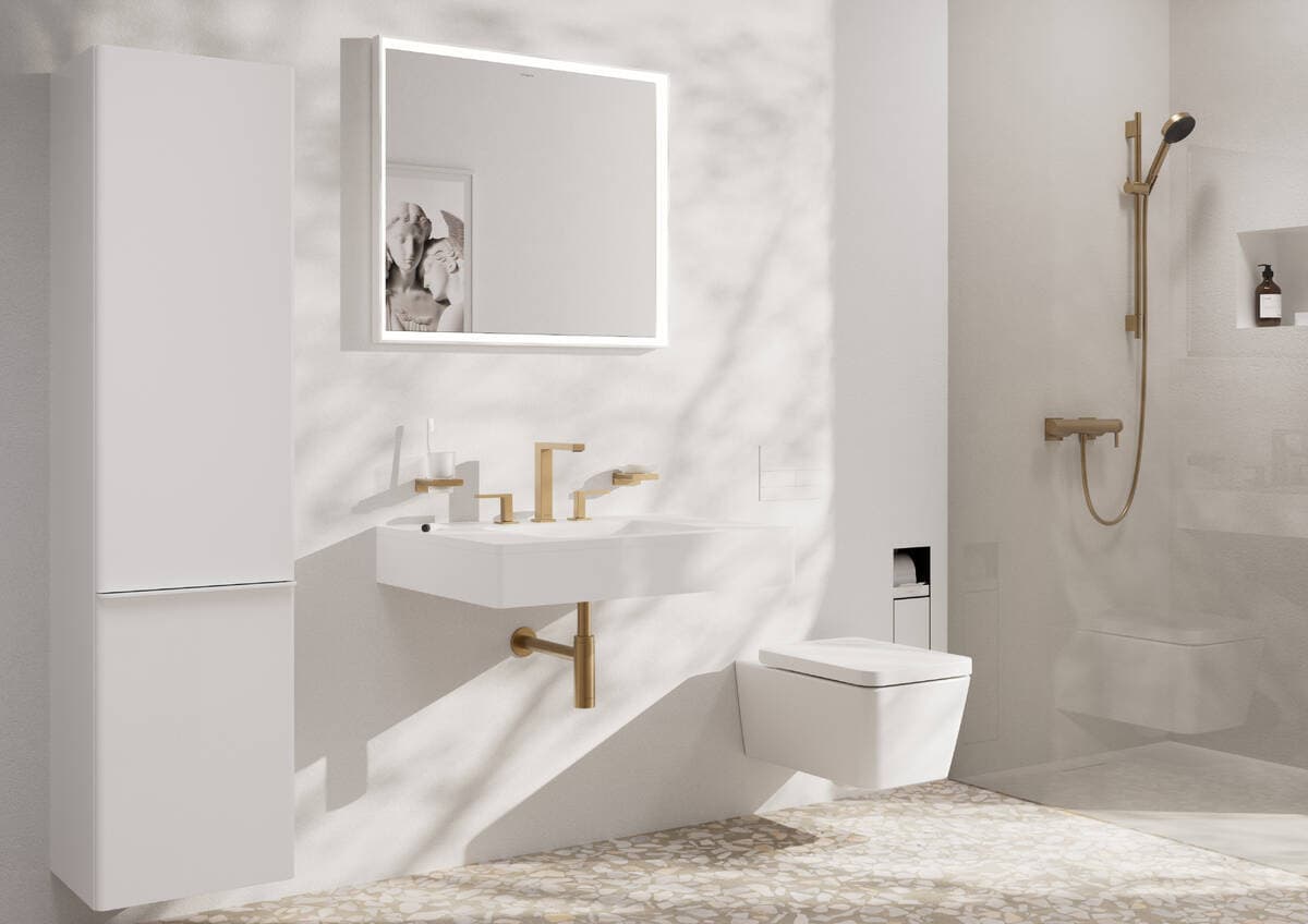 Mélangeur de lavabo 3 trous Hansgrohe Tecturis E 150 avec bonde Push-Open en bronze brossé - vue 3
