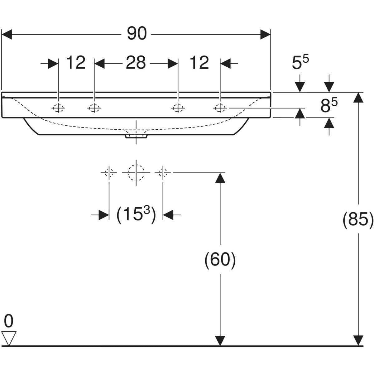 Plan-vasque Geberit Xeno² 90 cm - vue 6