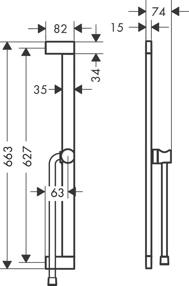 Barre de douche Hansgrohe Unica S Puro, avec support de douchette et flexible Isiflex 160 cm en blanc mat - vue 3