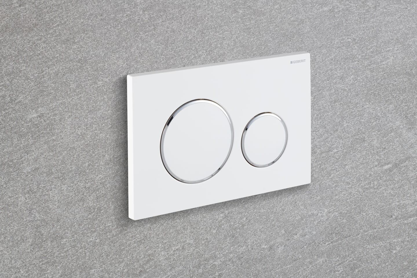 Plaque de déclenchement Geberit Sigma20 / Blanc - anneaux design : chromé brillant