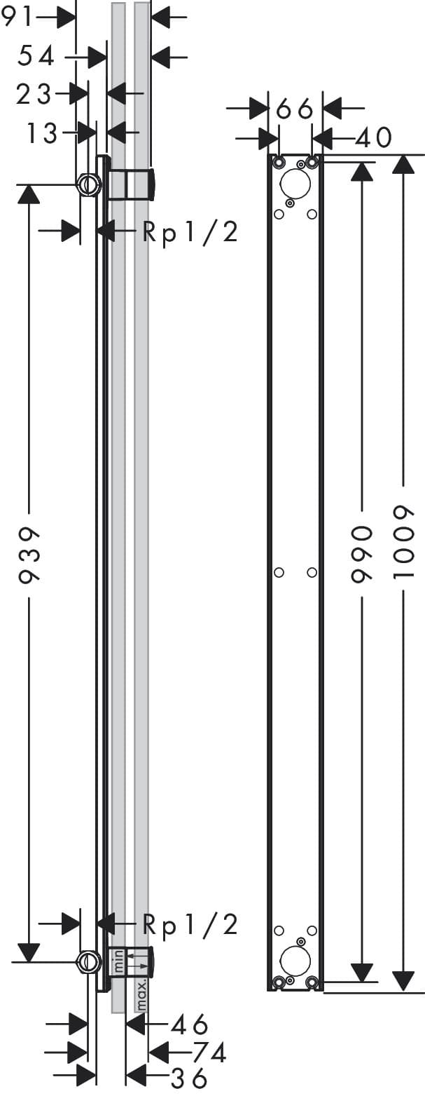 Corps d'encastrement pour colonne de douche Axor One - vue 3