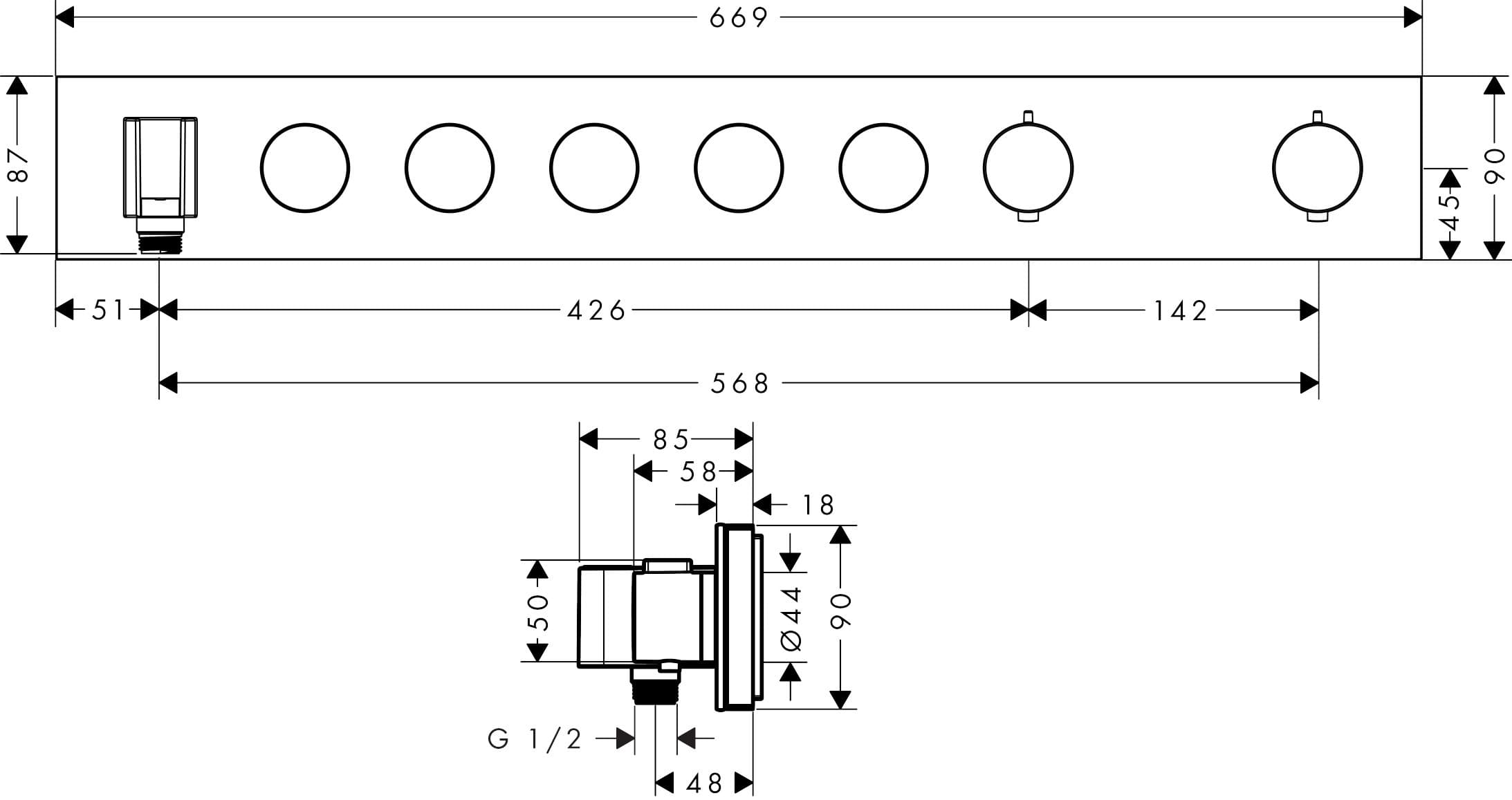 Module thermostatique encastré Axor ShowerSolutions avec 5 fonctions - vue 4