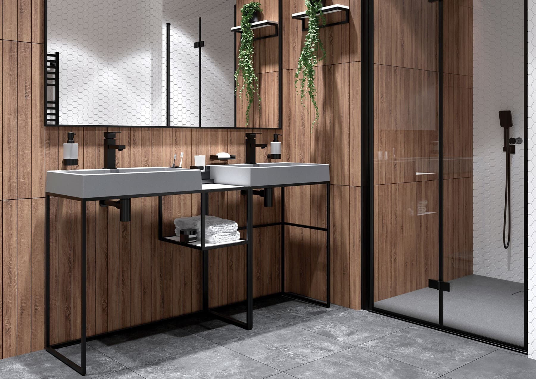 Ensemble de douche encastré Deante Anemon Bis 300 en noir mat - vue 4