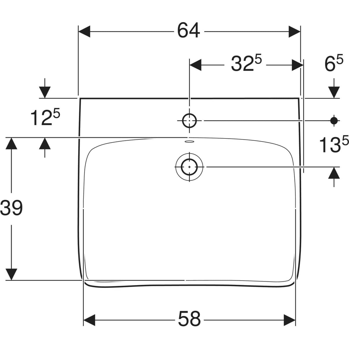 Lavabo Geberit Selnova Comfort 65 cm (adapté PMR) - vue 5