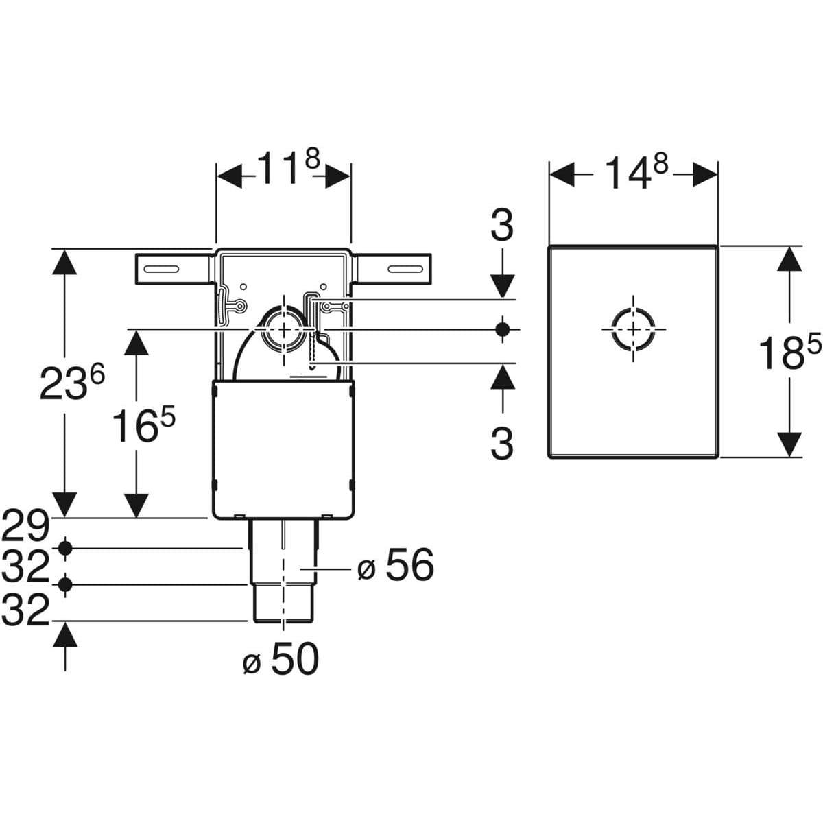 Kit de siphon à encastrer pour lavabo Geberit, sortie horizontale - vue 4
