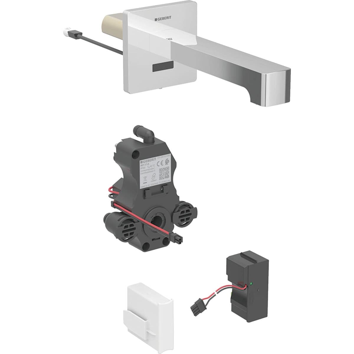 Robinet électronique de lavabo Geberit Brenta montage mural, alimentation sur secteur, pour module fonctionnel à encastrer