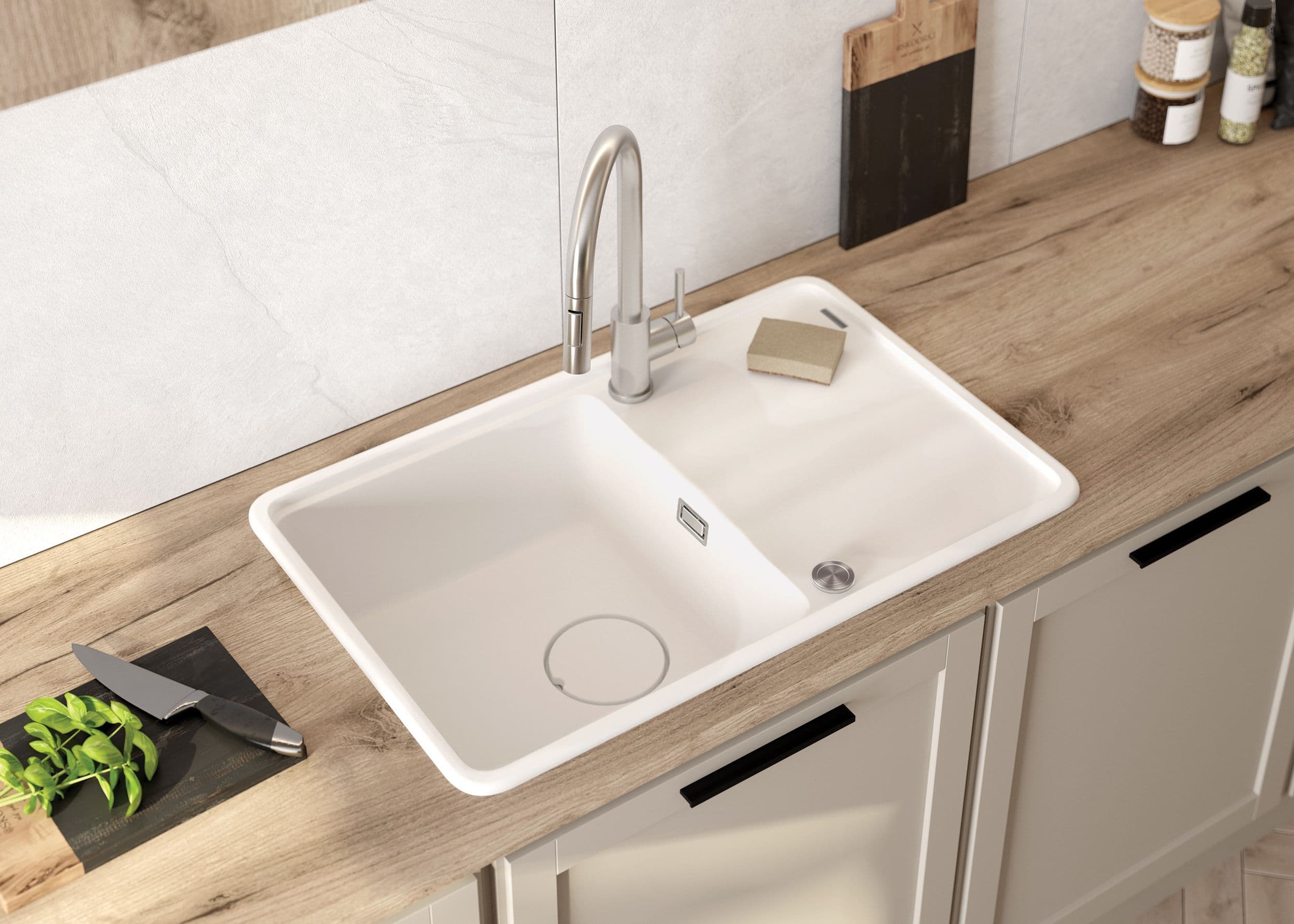 Mitigeur de cuisine Deante Lima avec douchette extractible en acier  brossé - vue 4