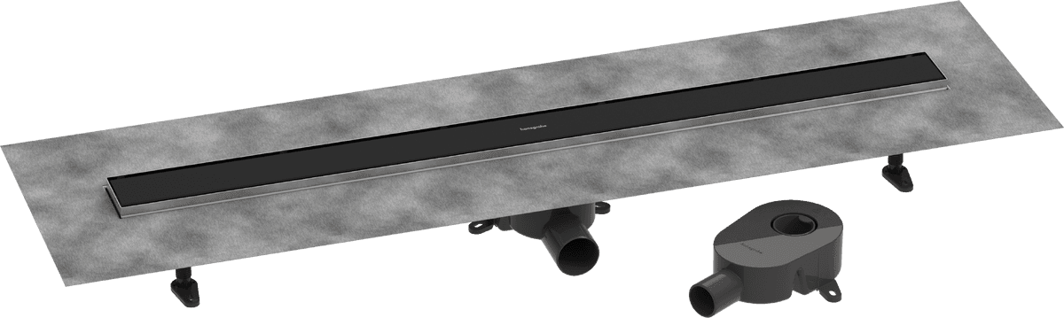 Pack complet Hansgrohe RainDrain Go pour installation caniveau de douche à carreler 1000 mm, en noir mat - débit d'évacuation 31 L/min