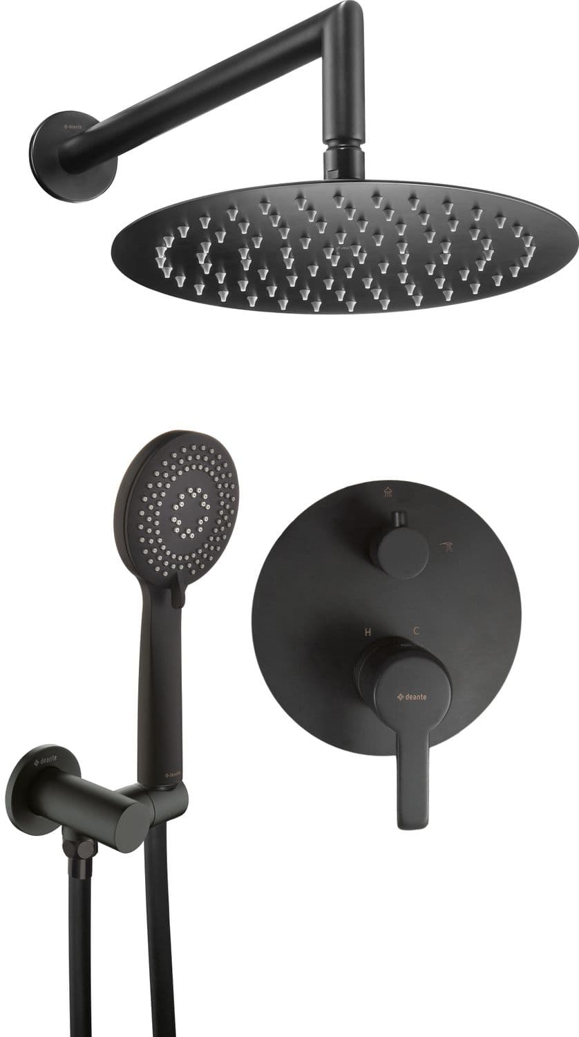 Ensemble de douche encastré Deante Arnika 250 en noir mat