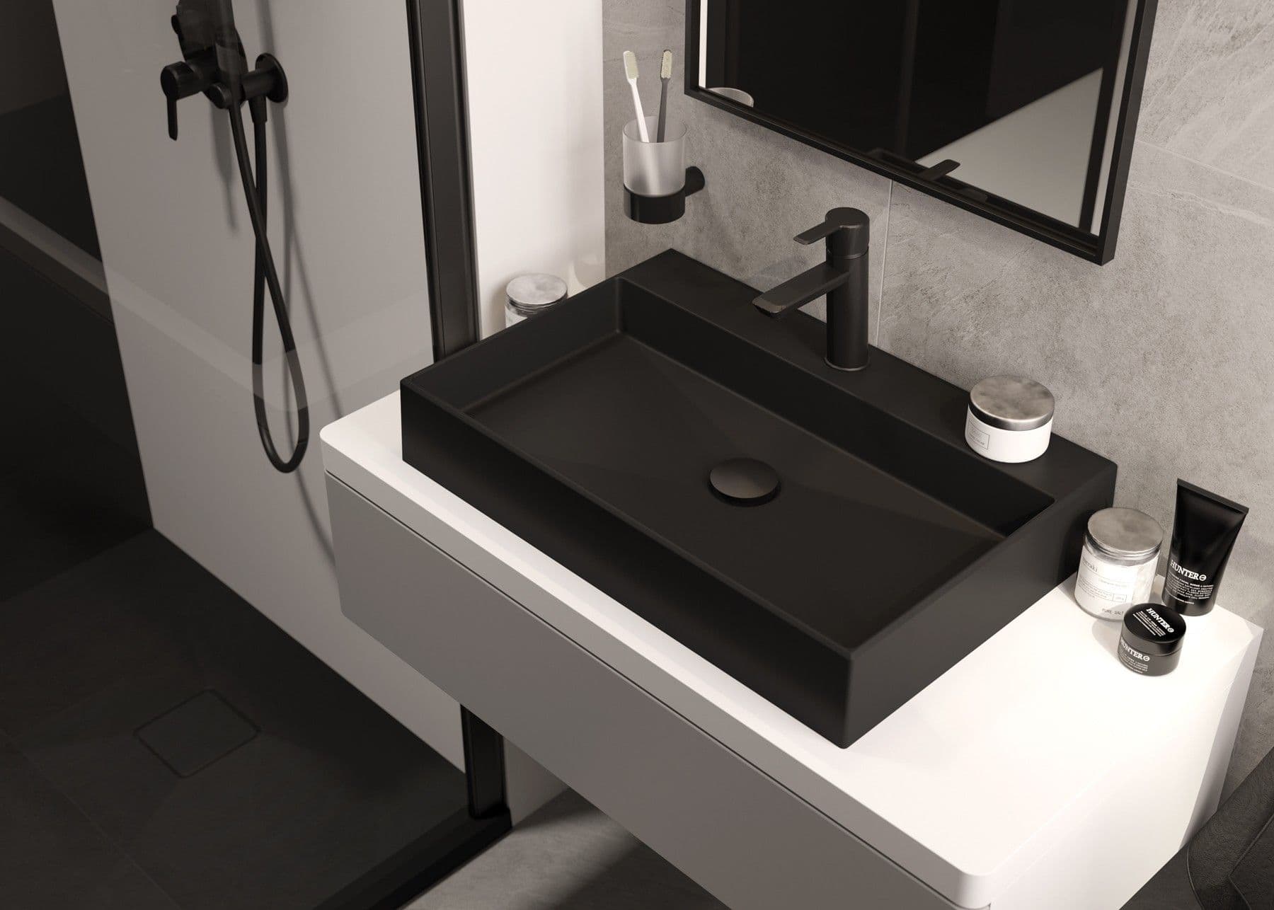 ​Mitigeur de lavabo Deante Arnika 100 sans bonde en noir mat - vue 6