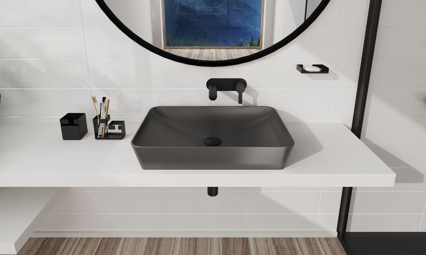 Mitigeur de lavabo encastré Deante Arnika 180 mm sans bonde en noir mat - vue 3