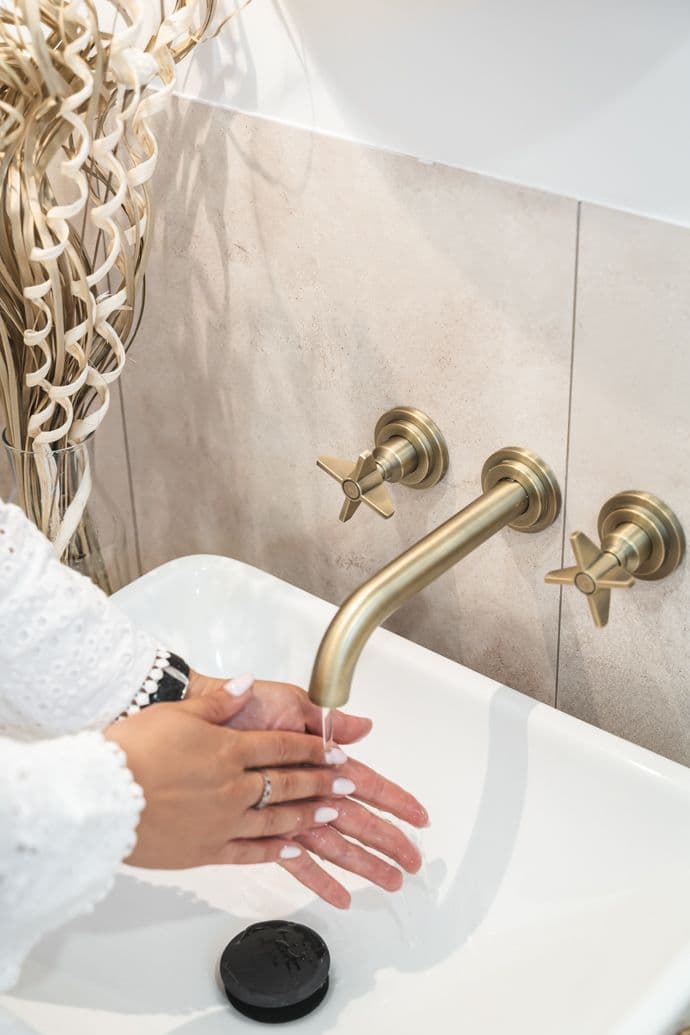 Mélangeur de lavabo 3 trous encastré Deante Temisto 193 mm sans bonde en PVD laiton brossé - vue 5