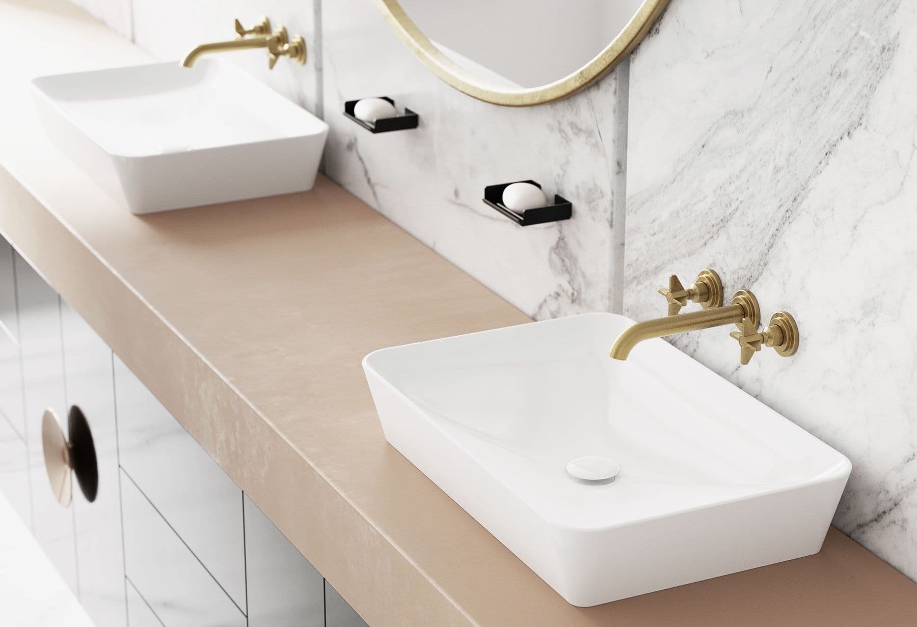 Mélangeur de lavabo 3 trous encastré Deante Temisto 193 mm sans bonde en PVD laiton brossé - vue 6