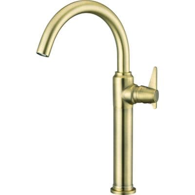 Mitigeur de lavabo rehaussé Deante Temisto 274 sans bonde en PVD laiton brossé