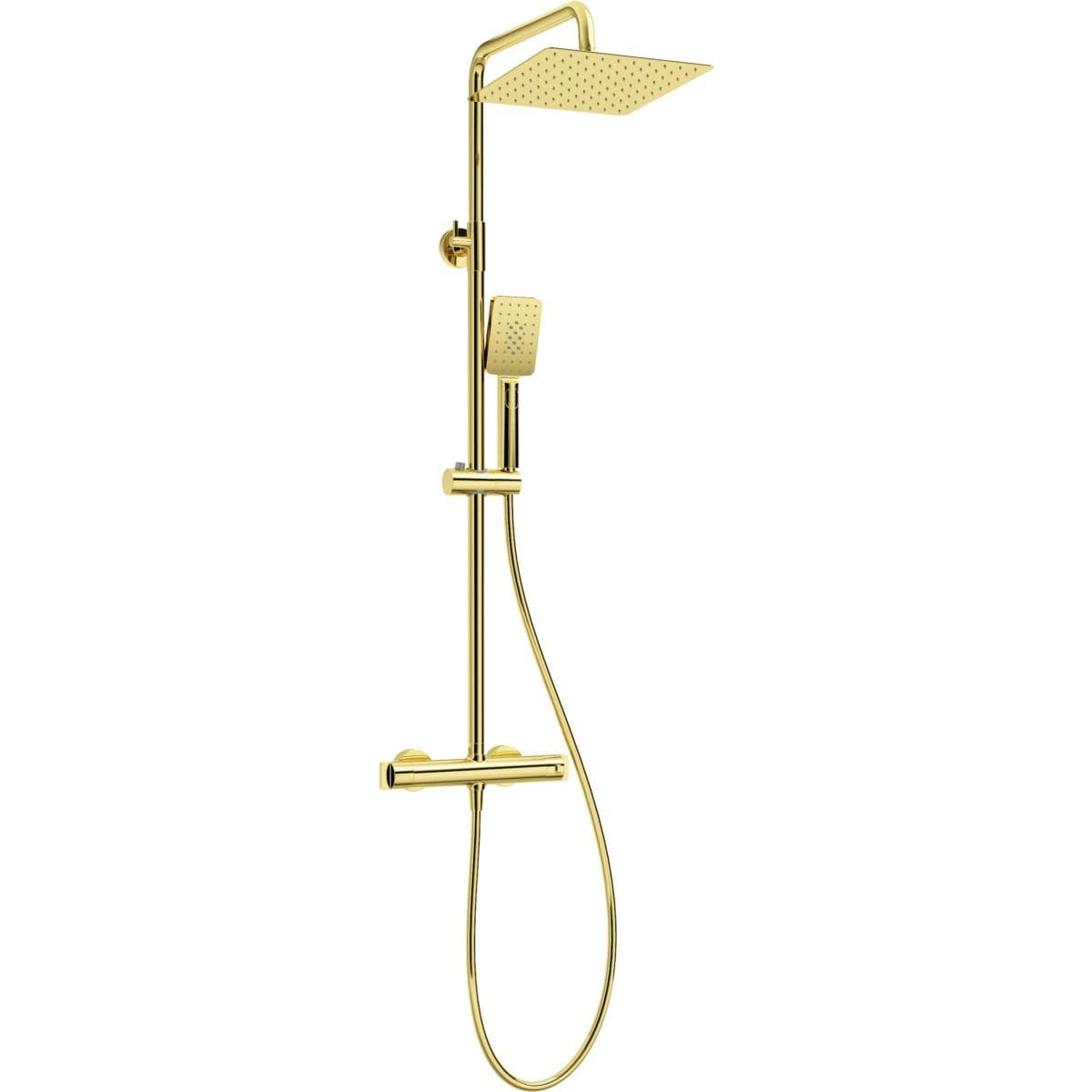 Colonne de douche carrée Deante 250 avec mitigeur thermostatique en PVD doré poli