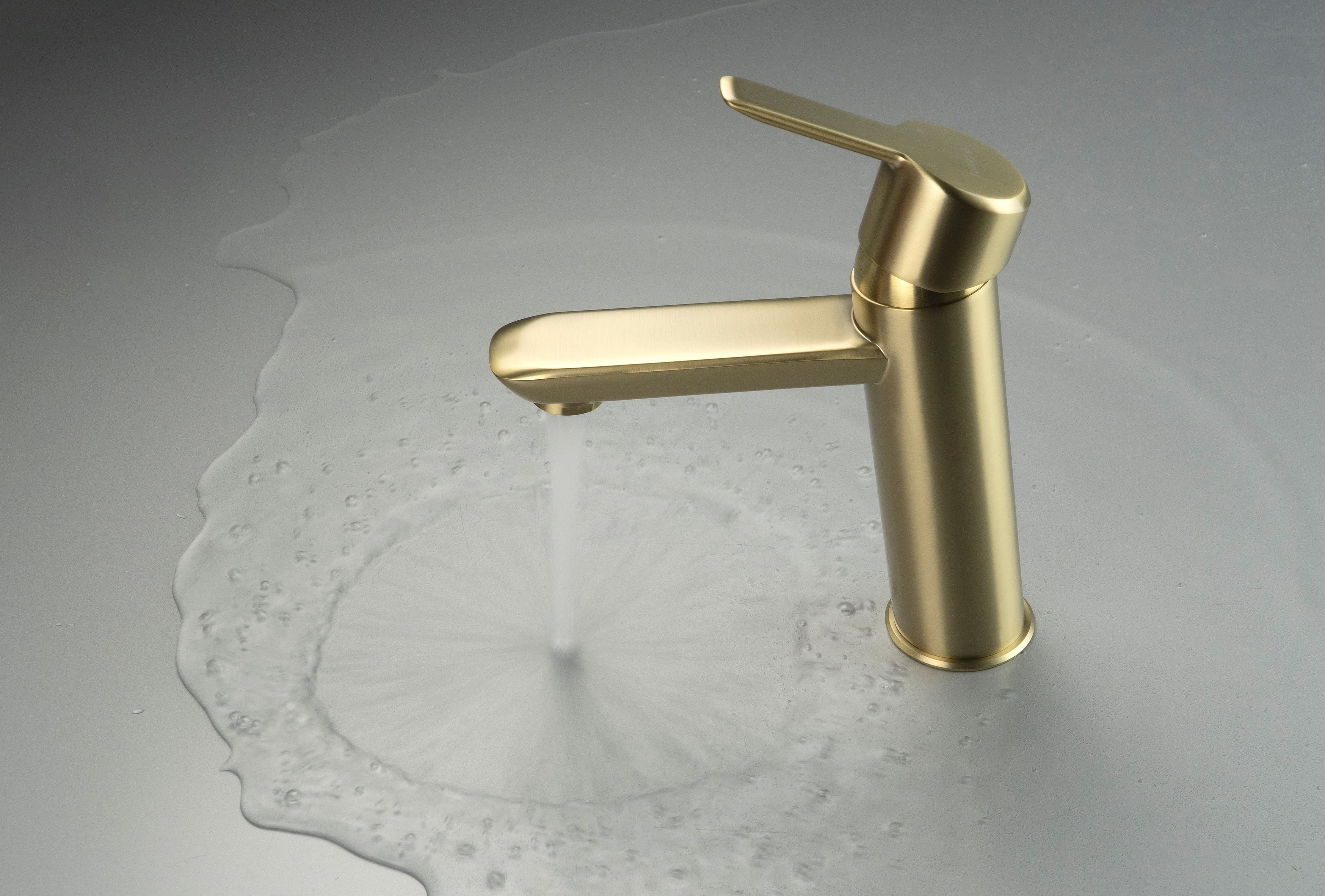 ​Mitigeur de lavabo Deante Arnika 100 sans bonde en PVD or brossé - vue 3