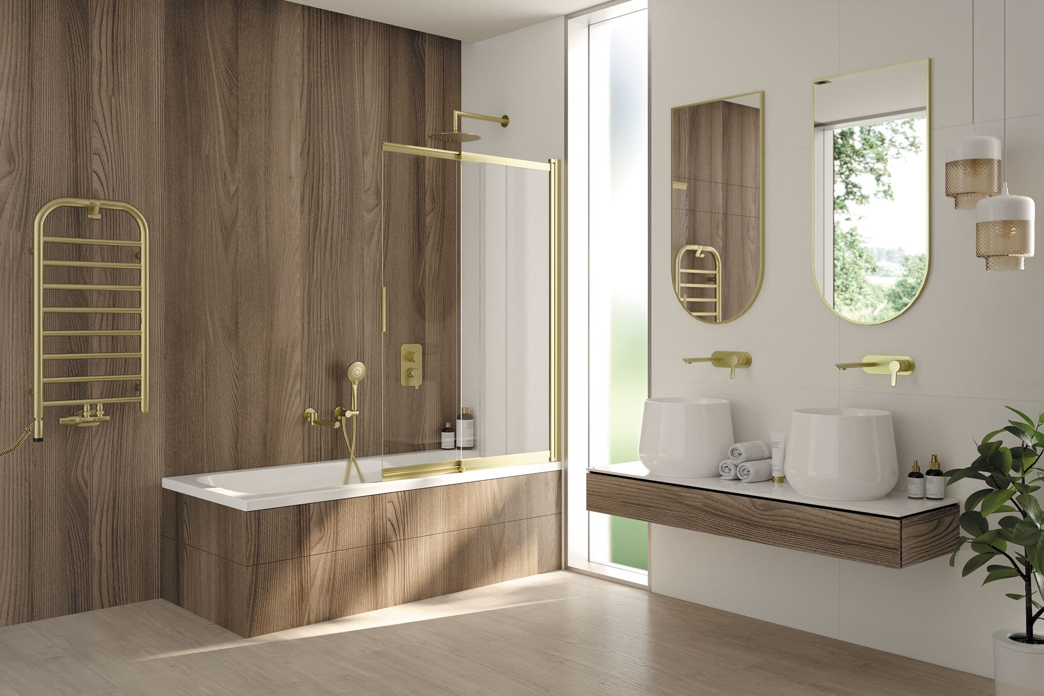 Mitigeur de lavabo encastré Deante Arnika 180 mm sans bonde en PVD or brossé - vue 3