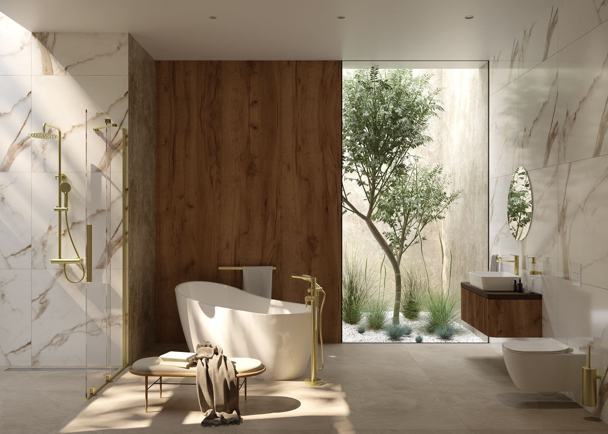 Mitigeur de lavabo rehaussé Deante Arnika 225 sans bonde en PVD or brossé - vue 10