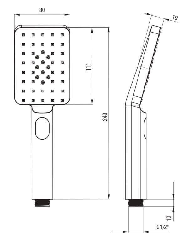 Ensemble de douche encastré Deante Alpinia 250 en chromé - vue 10