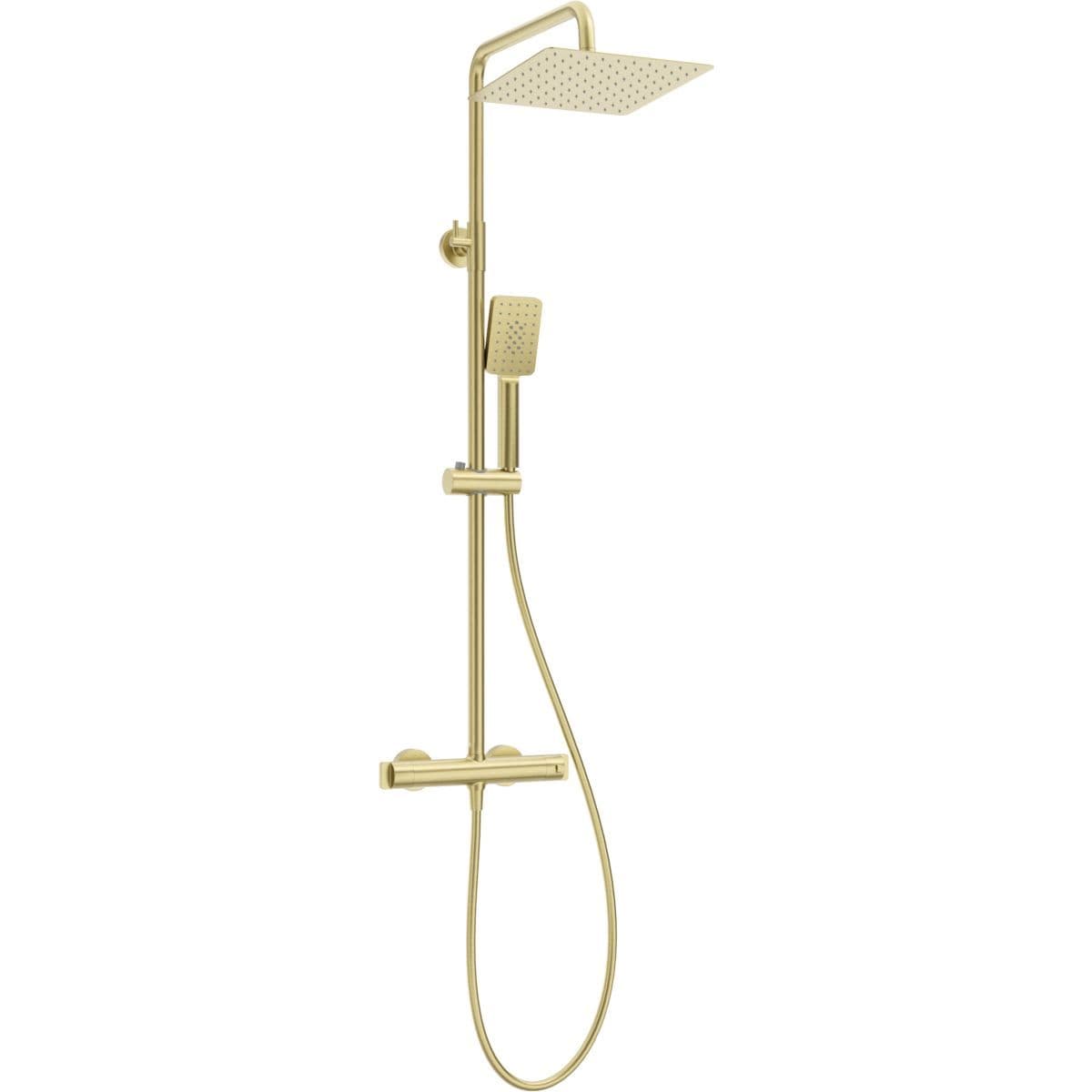 Colonne de douche carrée Deante 250 avec mitigeur thermostatique en PVD or brossé