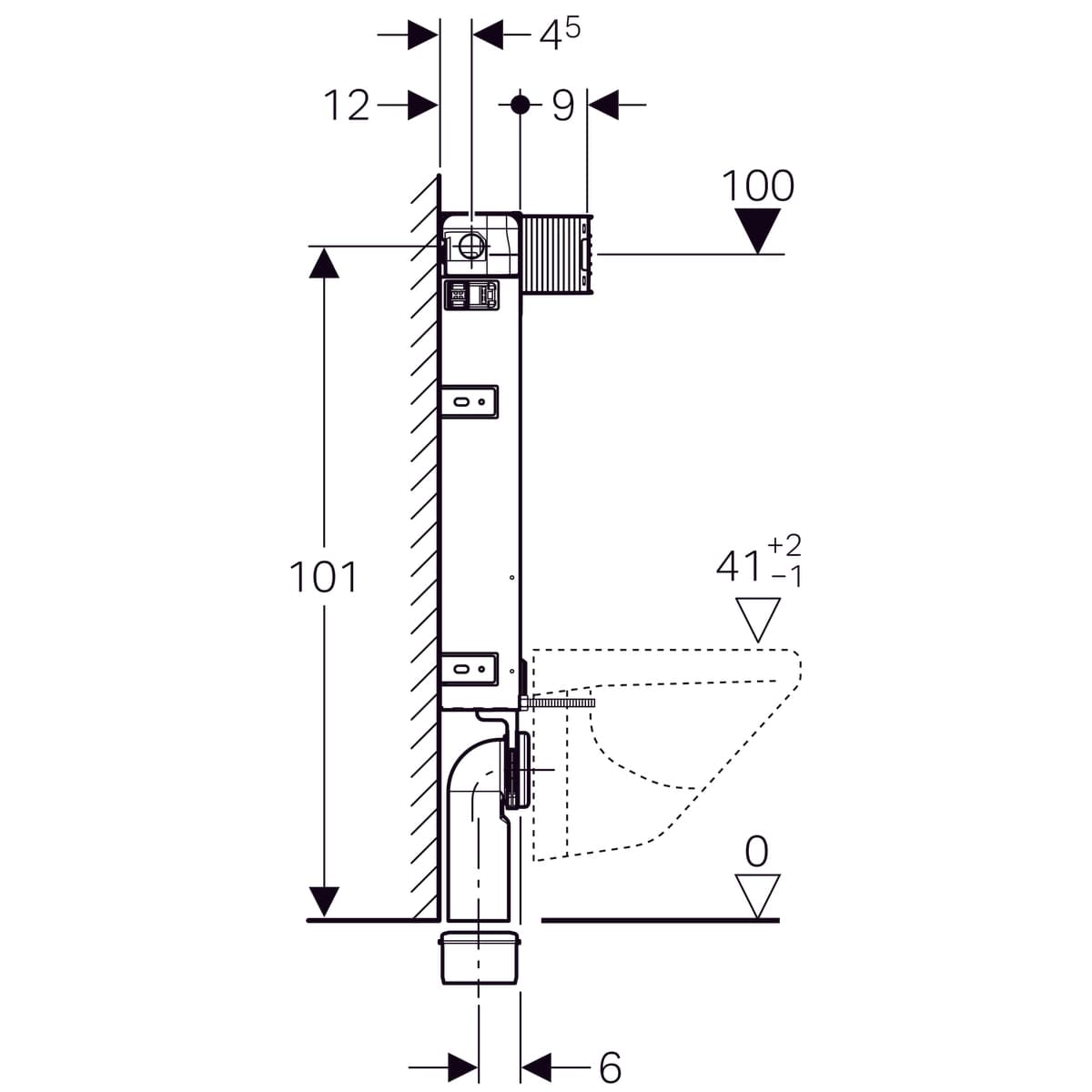 Bâti-support Geberit Combifix Omega 12 cm (hauteur : 106 cm), pour montage dans parois maçonnées - vue 10