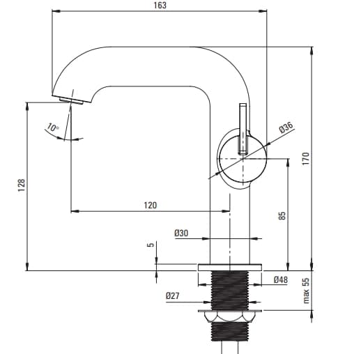 Mitigeur de lavabo Deante Silia 128 sans bonde en PVD or brossé - vue 4