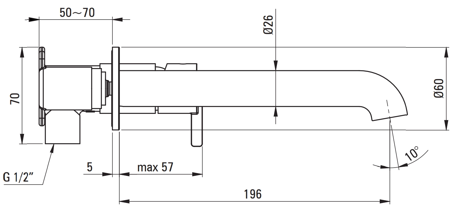 Mitigeur de lavabo encastré Deante Silia 208 mm sans bonde en noir mat - vue 4