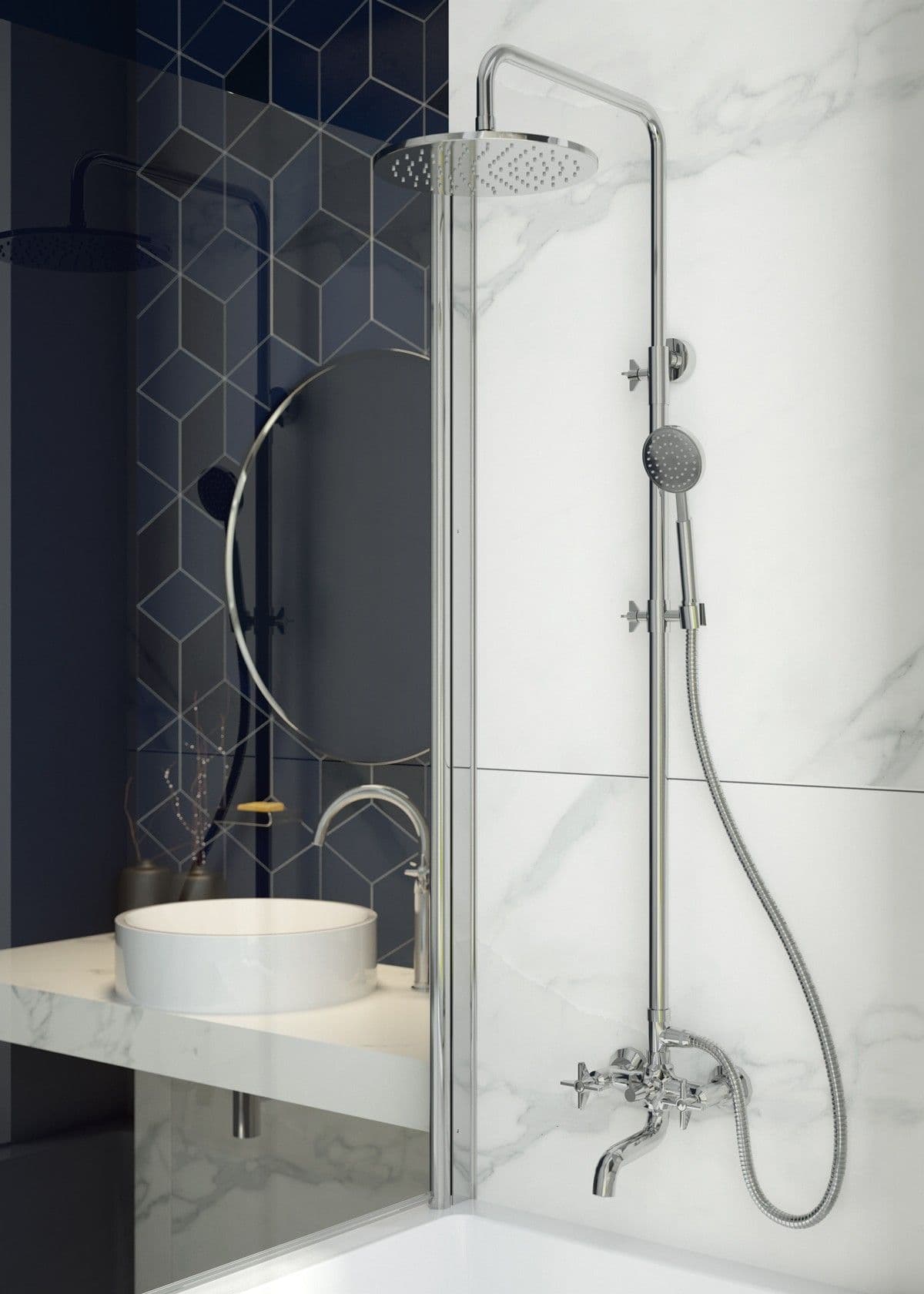 Colonne de douche Deante Temisto 250 avec mitigeur de douche et bec verseur en chromé - vue 3