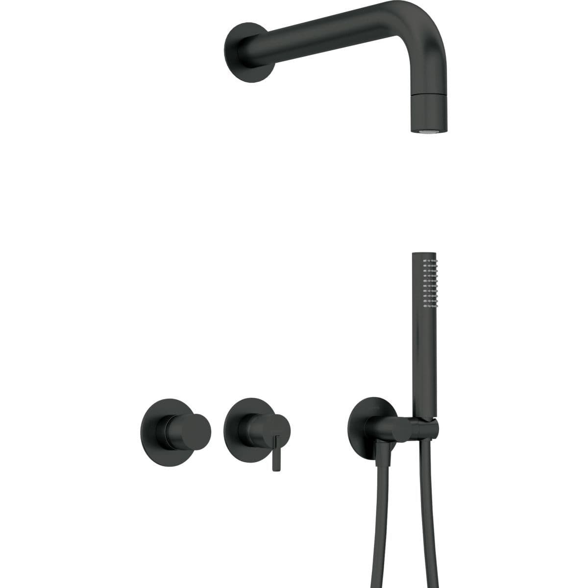 Ensemble de douche encastré Deante Silia avec douche de tête fixe en noir mat