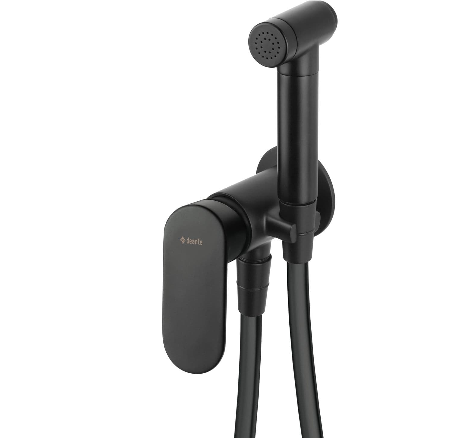 Ensemble hygiénique de WC avec mitigeur encastré Deante Alpinia en noir mat avec flexible de 80 cm