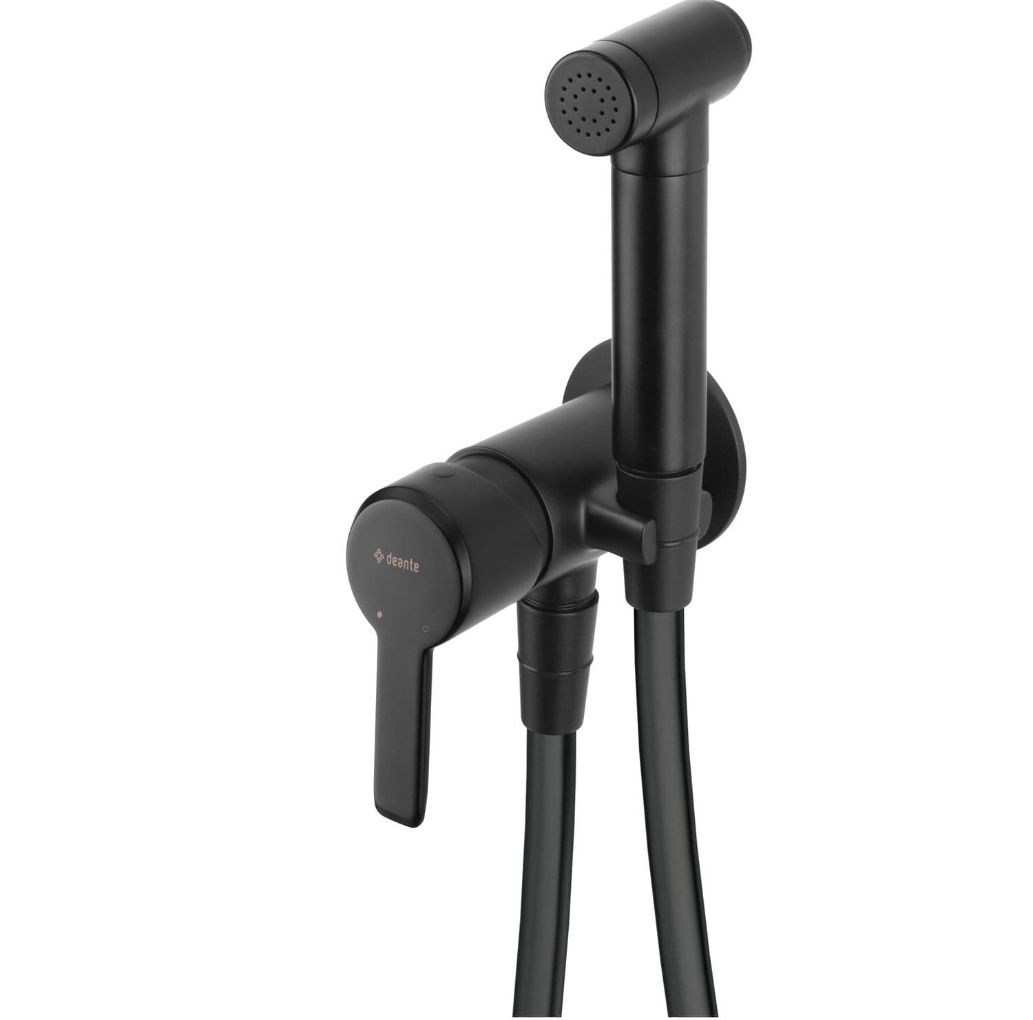 Ensemble hygiénique de WC avec mitigeur encastré Deante Arnika en noir mat avec flexible de 120 cm