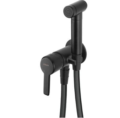 Ensemble hygiénique de WC avec mitigeur encastré Deante Arnika en noir mat avec flexible de 120 cm