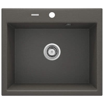 Évier de cuisine encastrable simple bac granit Deante Andante 60 x 52 cm en anthracite métallisé avec vidage télescopique gain de place
