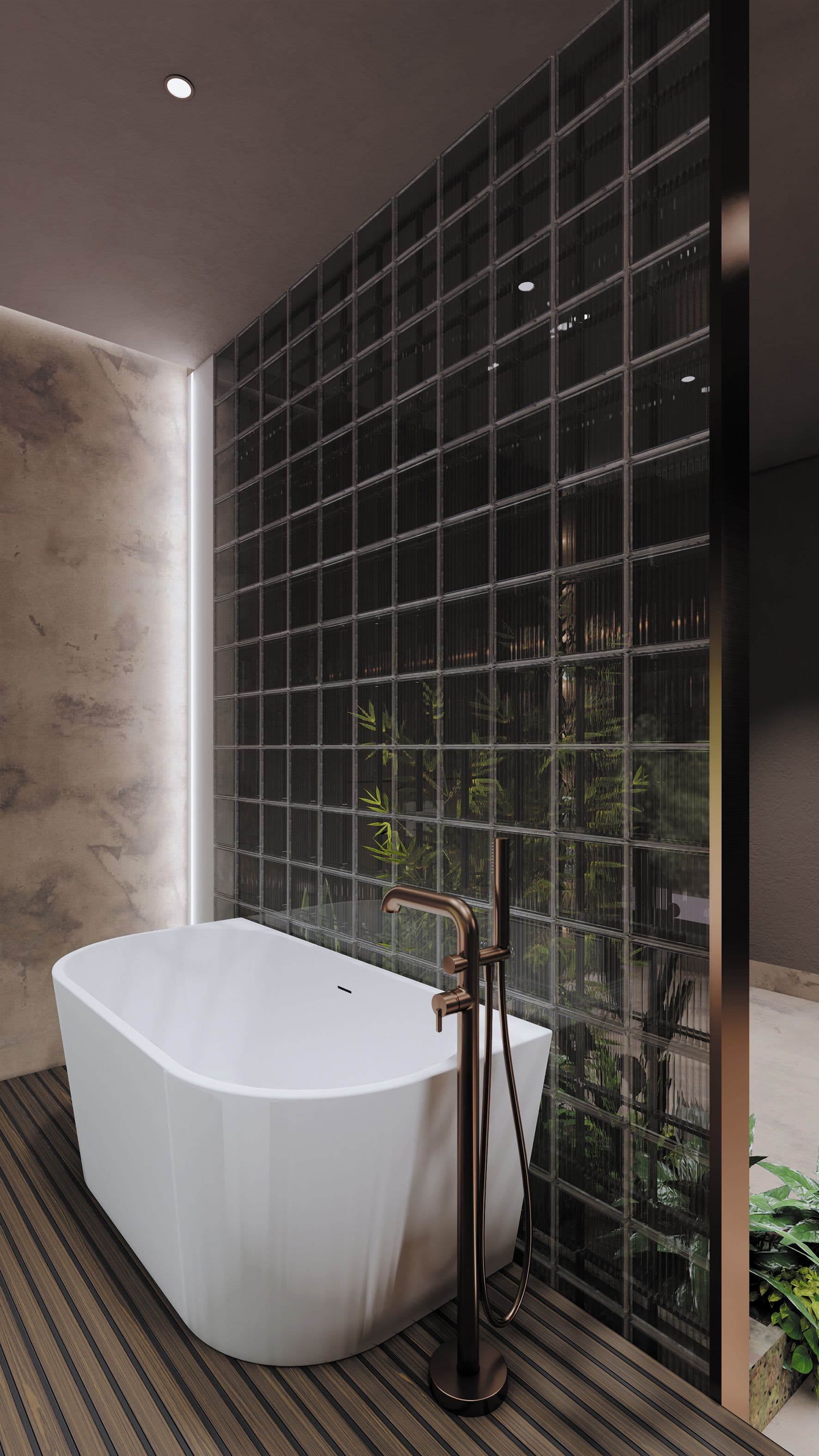 Mitigeur de bain / douche Deante Silia pour montage au sol en PVD bronze brossé - vue 6