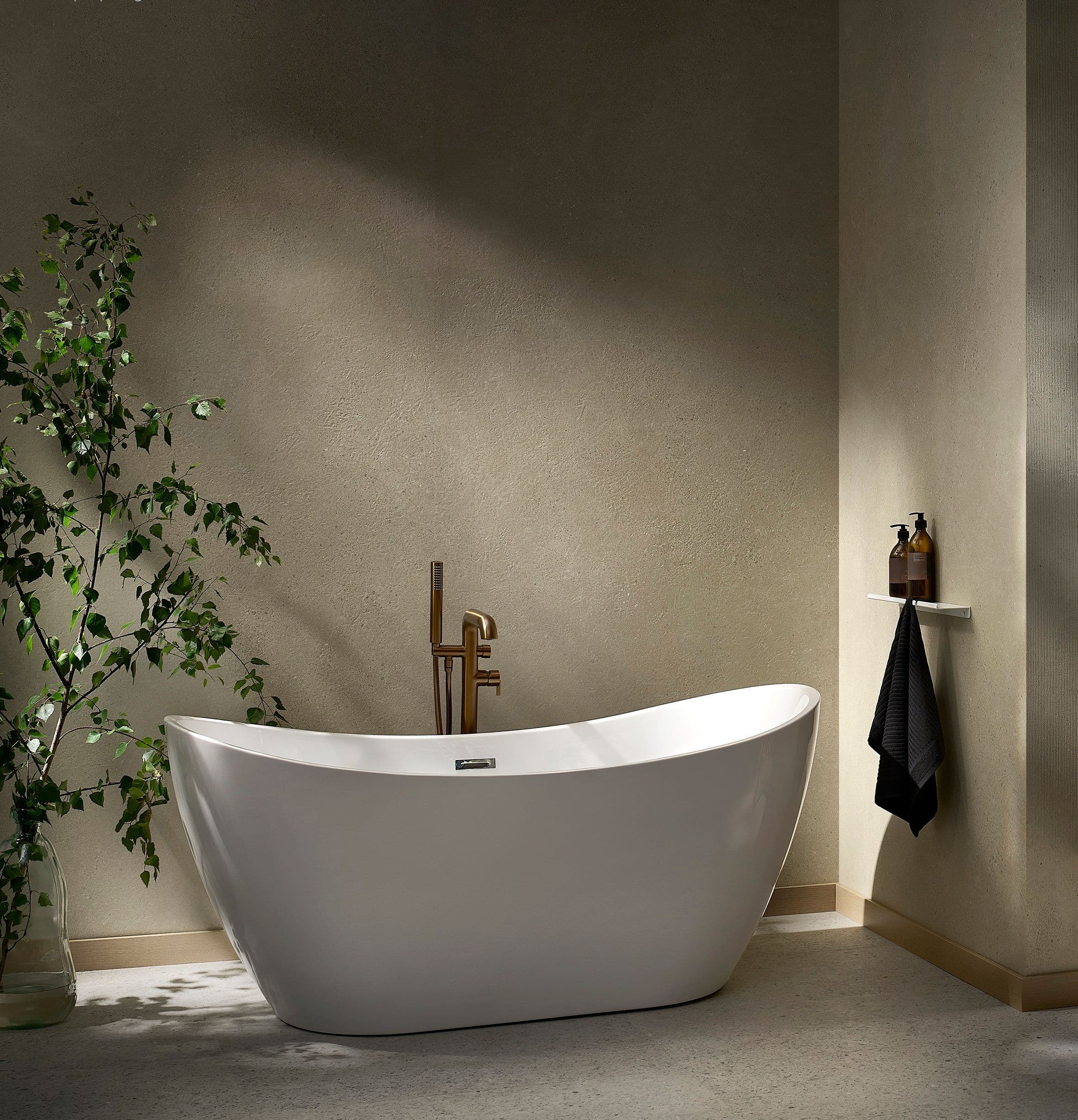 Mitigeur de bain / douche Deante Silia pour montage au sol en PVD bronze brossé - vue 5