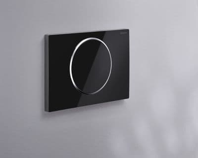 Plaque de déclenchement Geberit Sigma10 / Noir - anneau design : chromé brillant