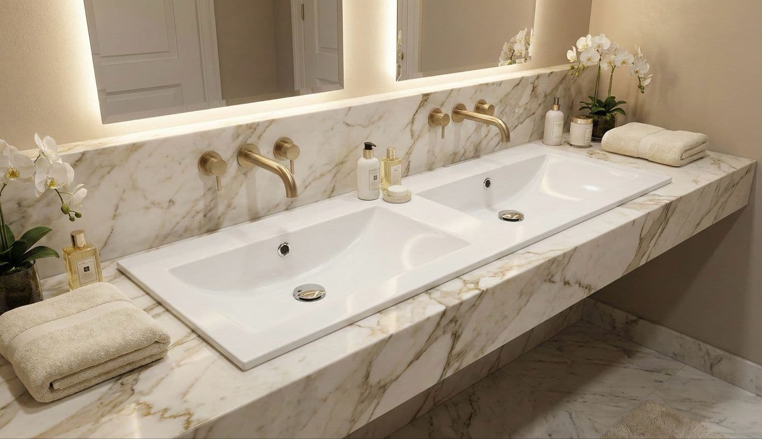 Plan-vasque double Comete 120 cm