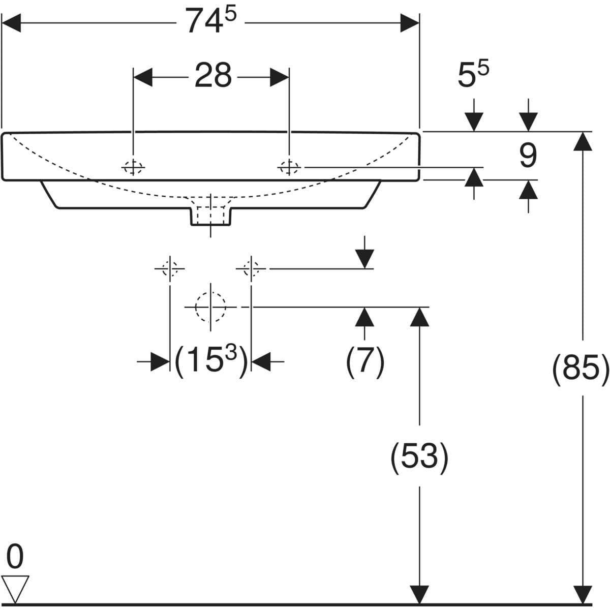 Plan-vasque Geberit Smyle Square 75 cm - vue 5