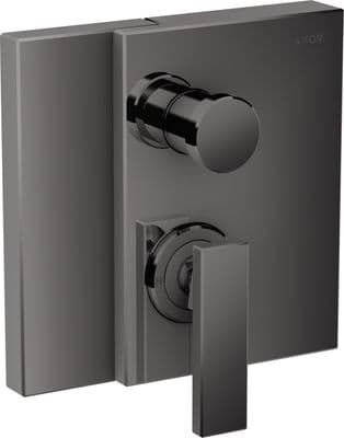 Set de finition pour mitigeur de bain / douche encastré AXOR Edge en noir chromé poli