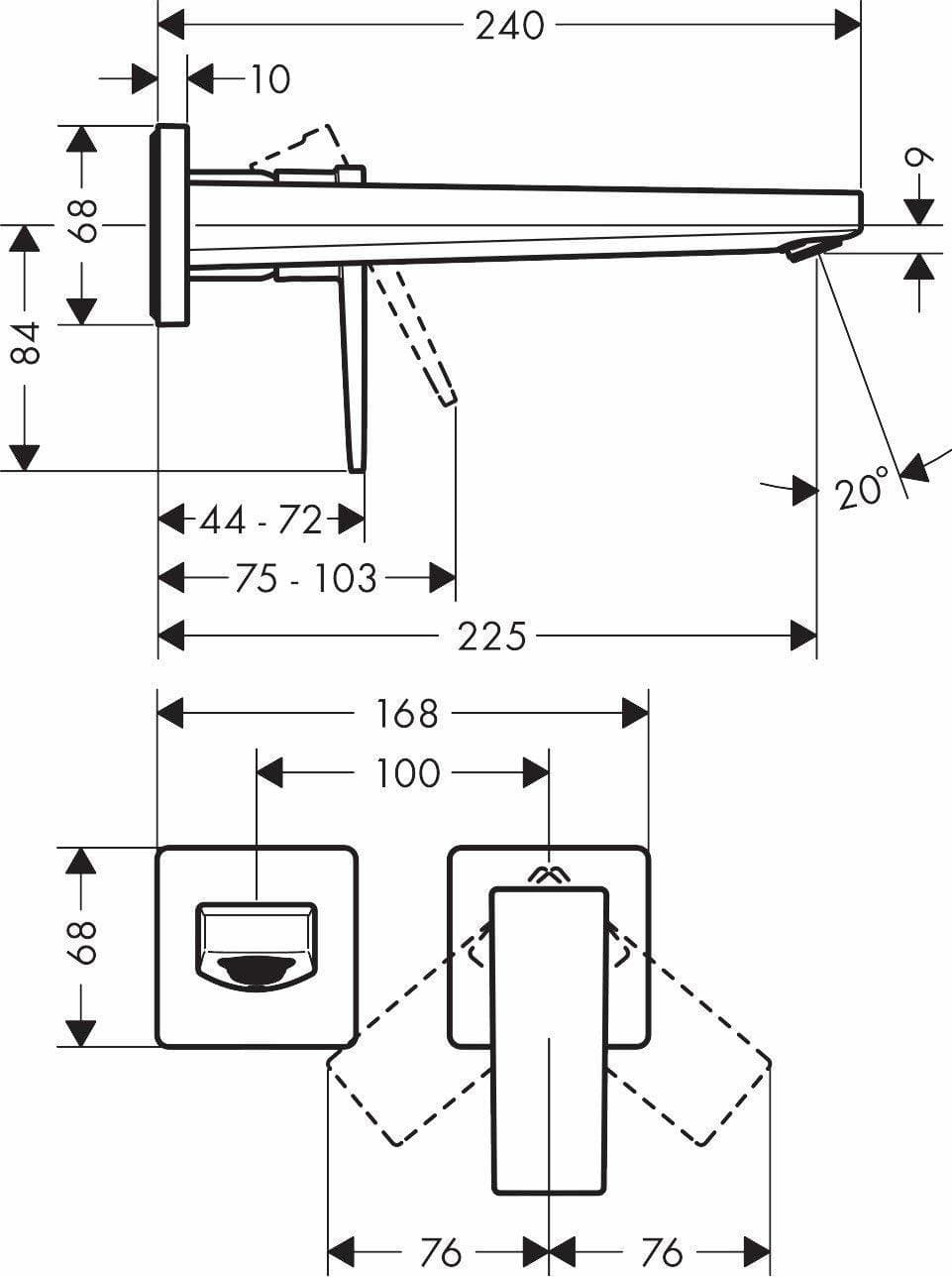 Mitigeur de lavabo encastré Hansgrohe Metropol 225 mm en blanc mat - vue 3