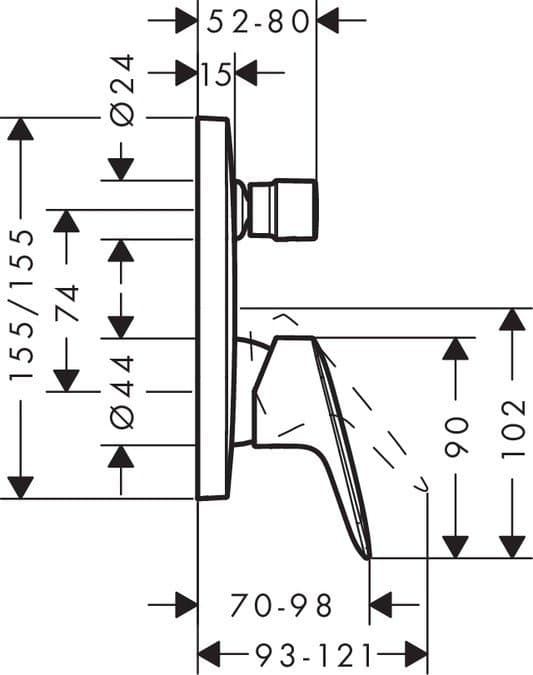 Set de finition pour mitigeur de bain / douche encastré Hansgrohe Logis - vue 3