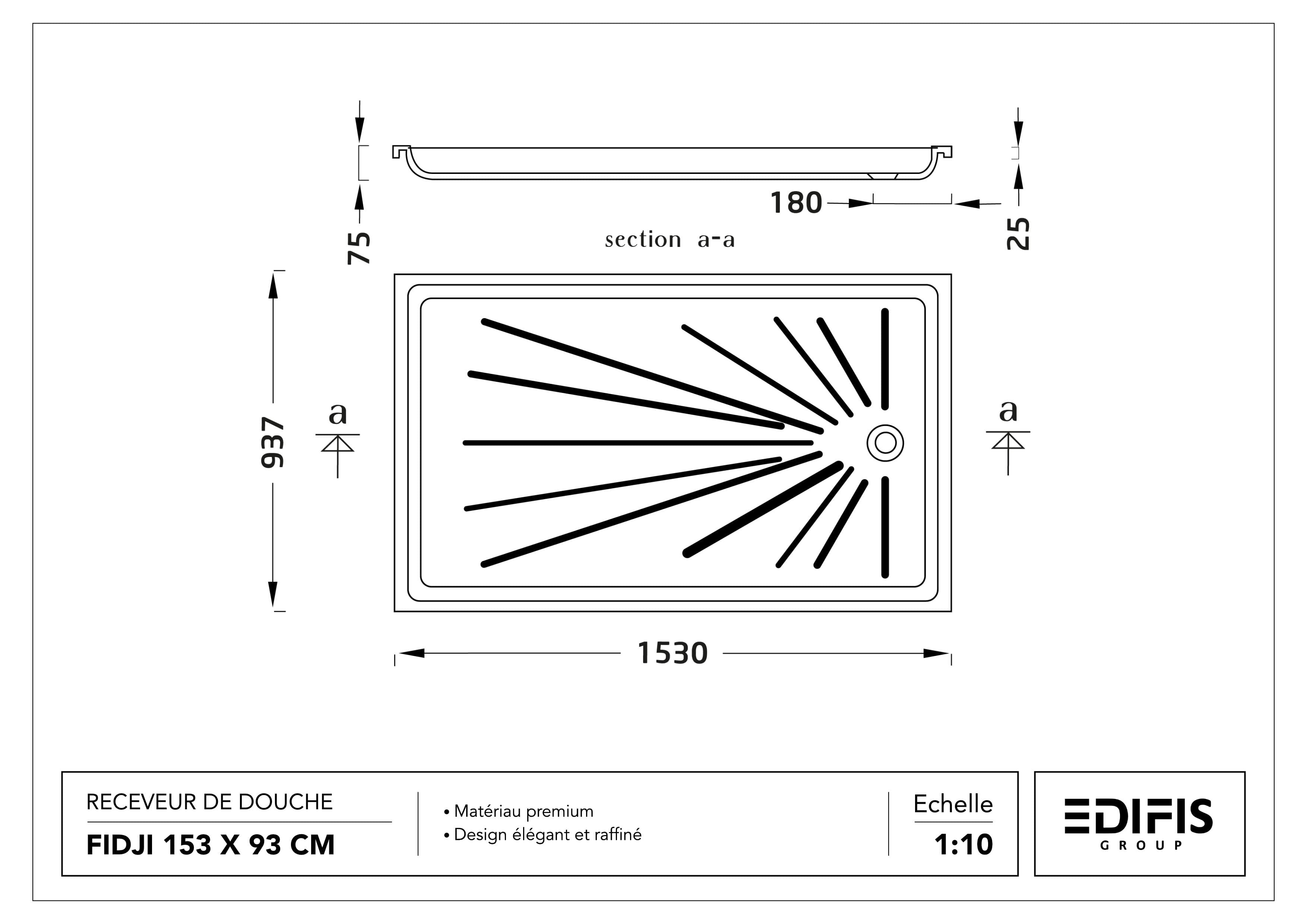 Receveur Fidji 153 x 93 cm sans vidage - vue 5