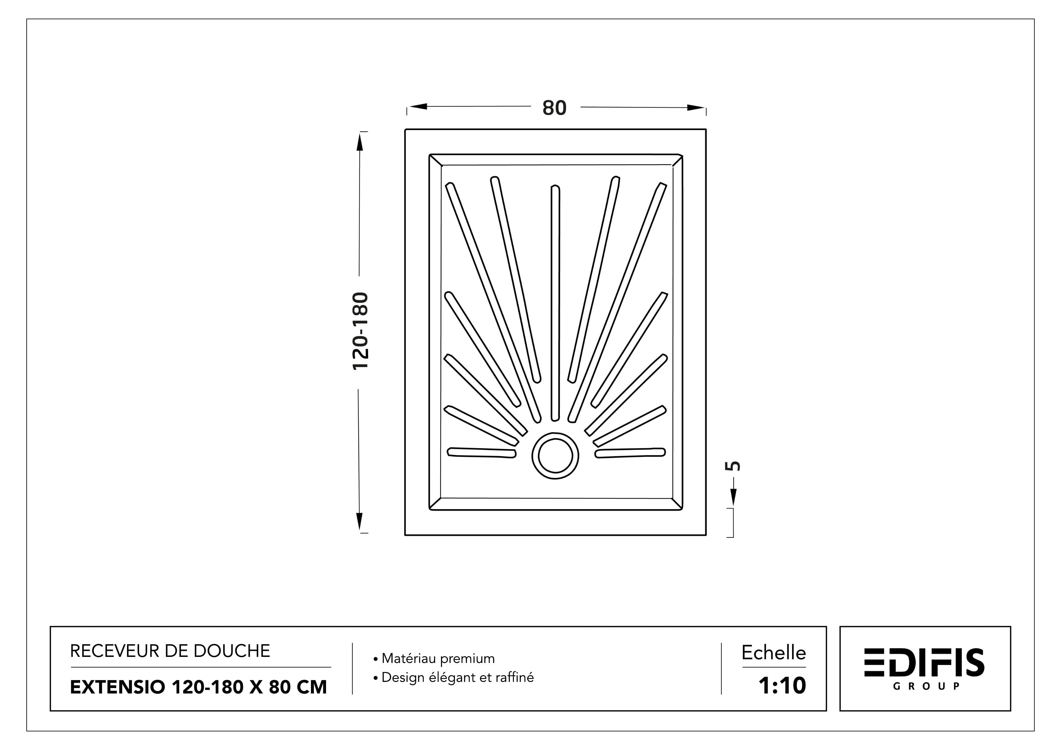 Receveur Extensio de (120 à 180 cm) x 80 cm sans vidage - vue 7