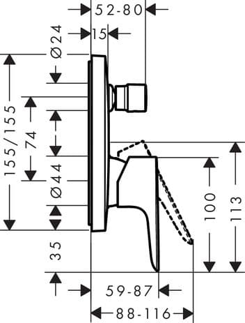 Set de finition pour mitigeur bain / douche encastré Hansgrohe Talis E - vue 3